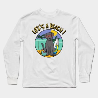 Funny Big Dog is chilling on the beach Long Sleeve T-Shirt